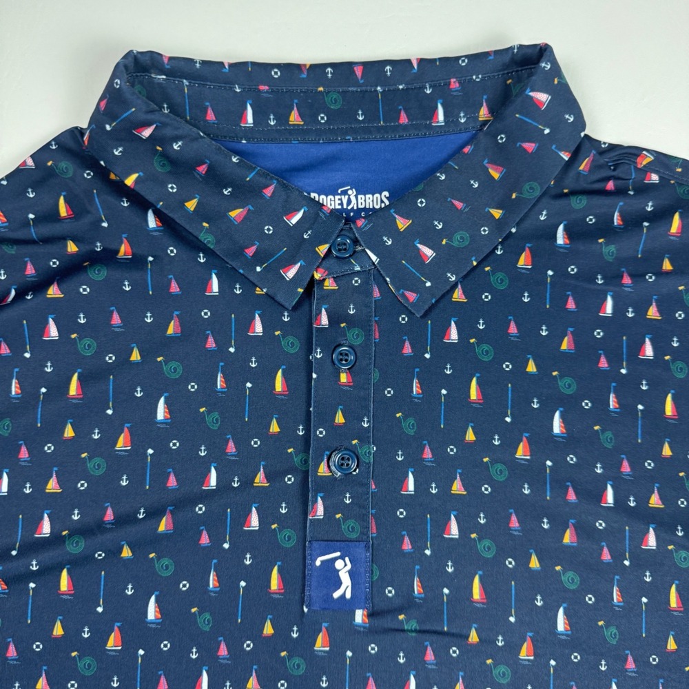 Bogey Bros Golf Co Polo Shirt Nautical Sailboat Print Navy Mens 3XL XXXL - Picture 6 of 9